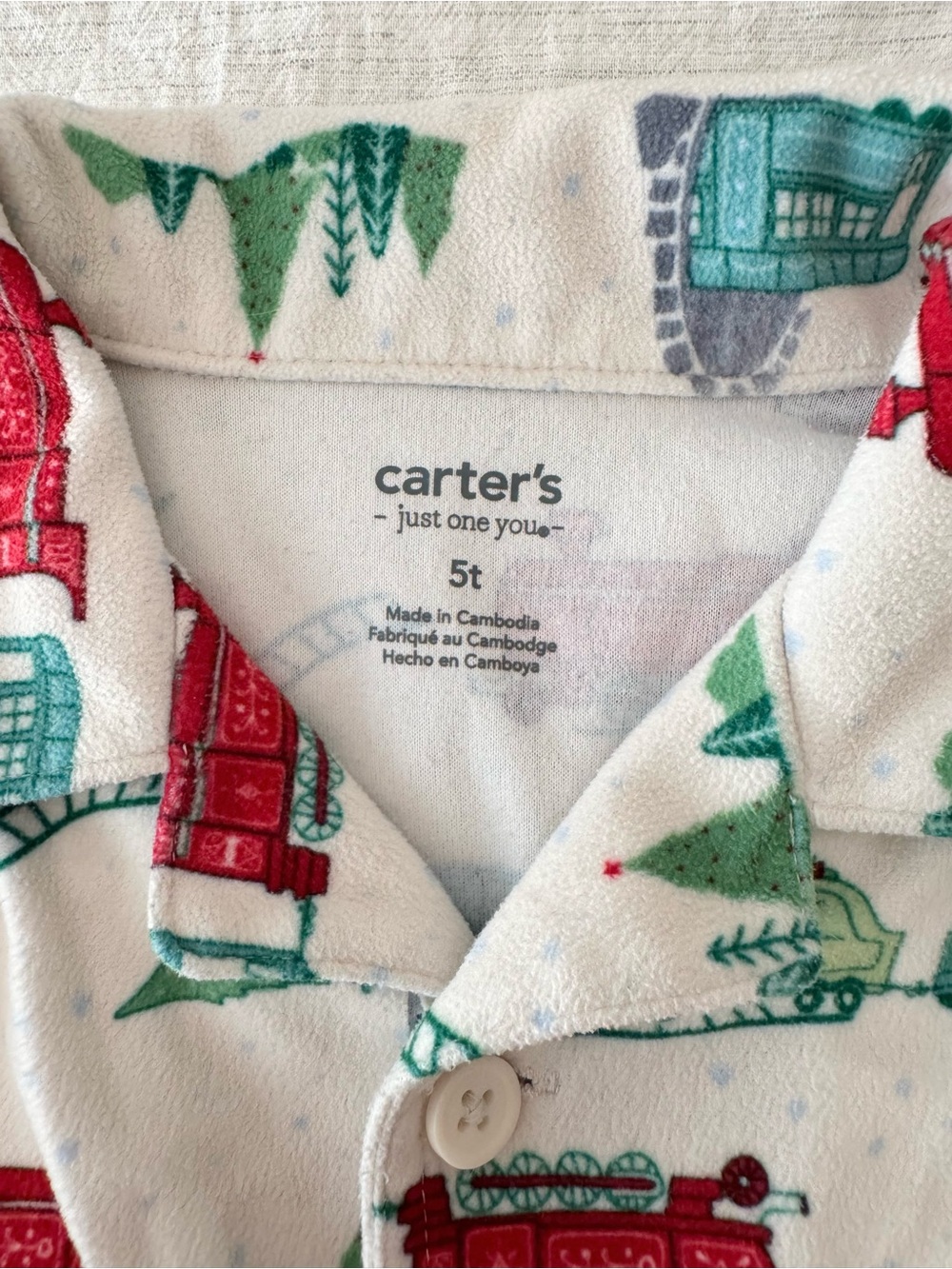 Carter's Christmas Holiday Pajama Set Train Print - Picture 2 of 2